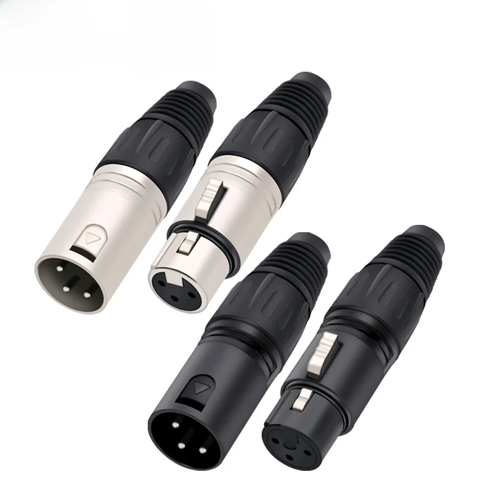 Connecteur de fil XLR mâle/femelle à 3 broches, 3 pôles, prise de Microphone XLR, connecteur de Terminal de câble de micro, noir et argent, 1 pièce
