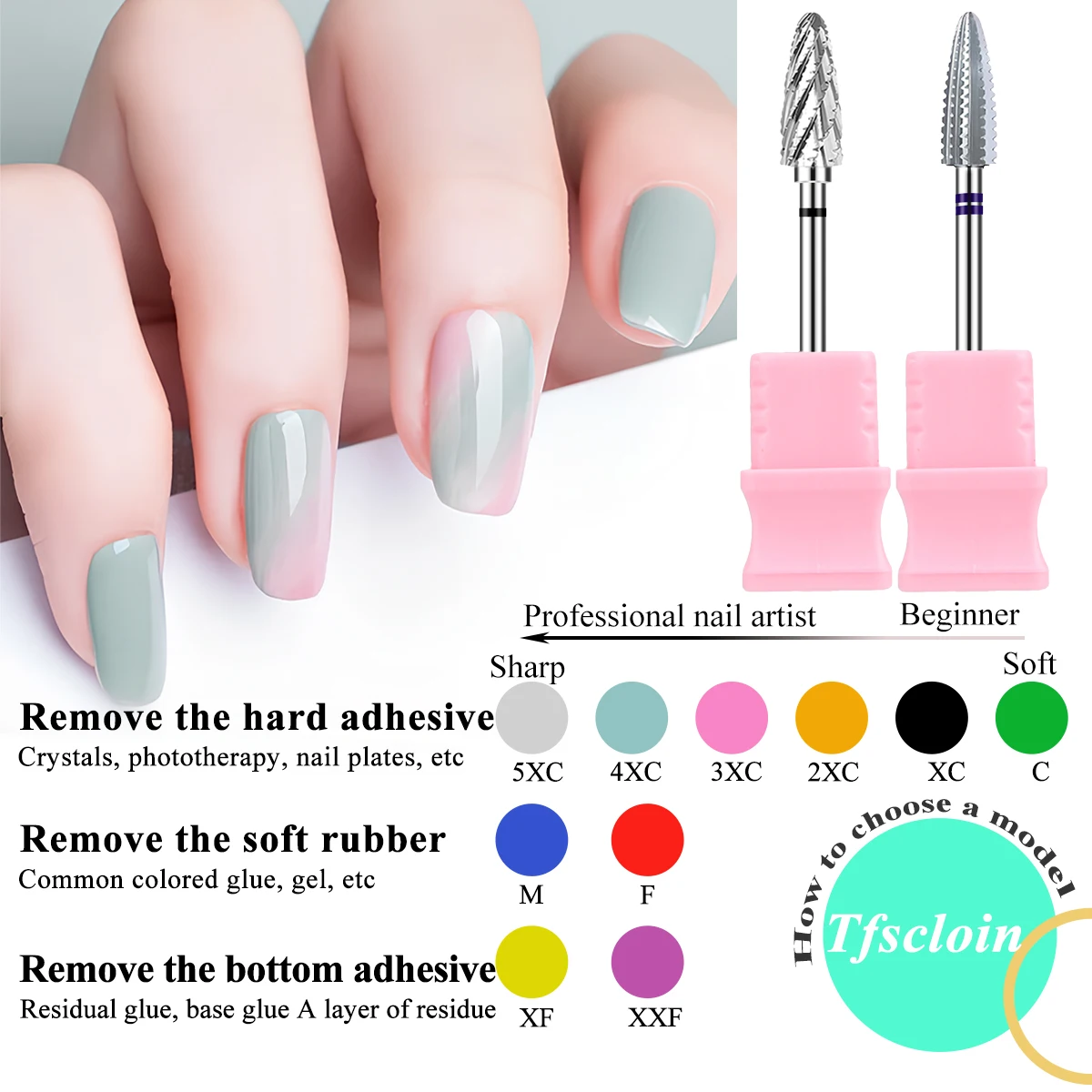 1 o 2 pezzi punte da trapano per unghie al tungsteno ruotano frese elettriche per manicure gel smalto per rimozione 3 "32 lime per unghie pedicure