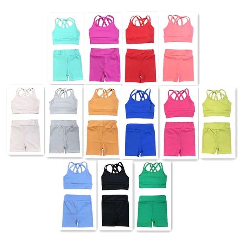 

Todder Girls Ballet Leotard Strappy Crop Top Shorts Outfit for Gymnastics Workout Yoga Sport Dance Stage Performance Clothes