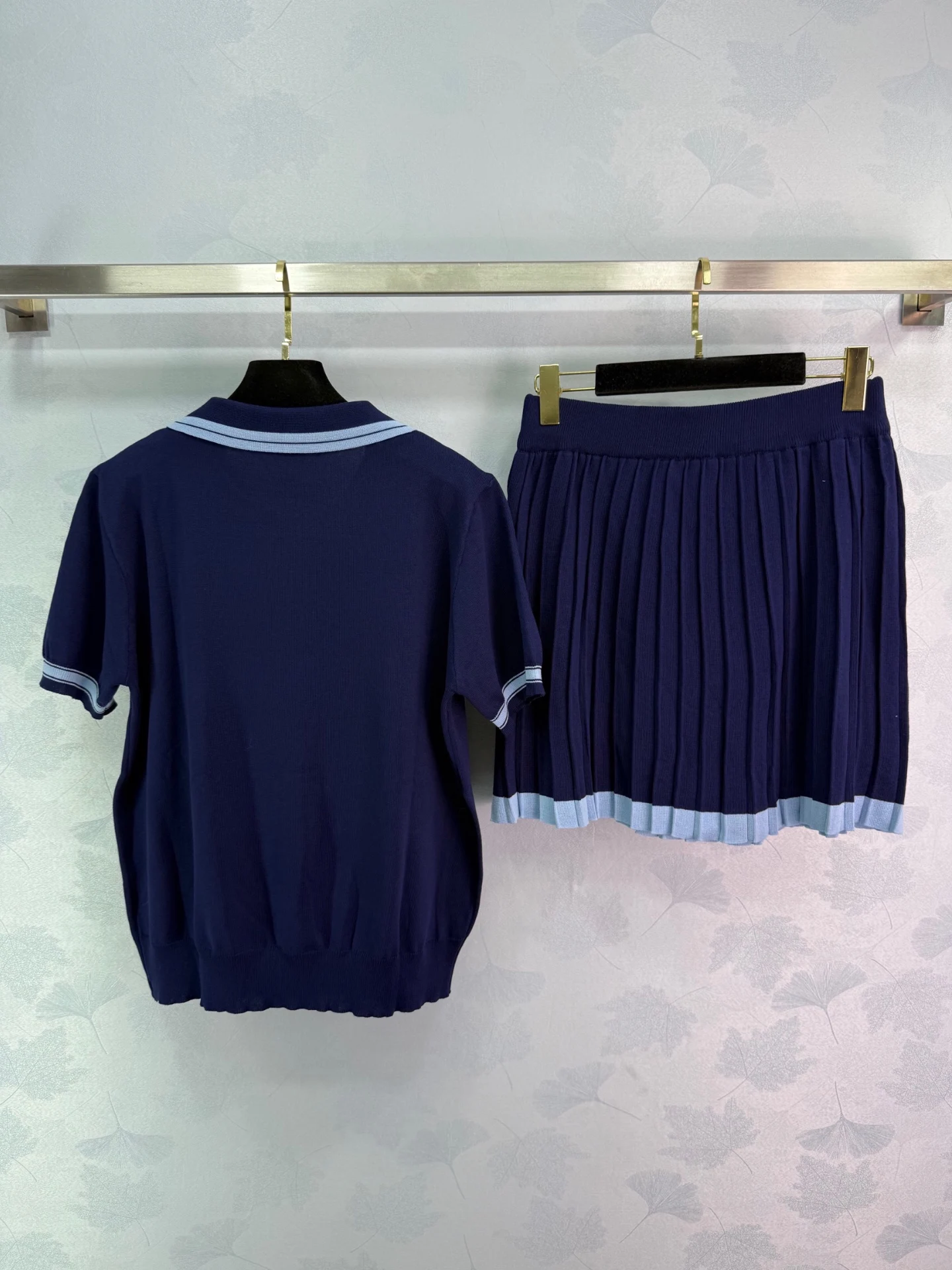 

2025 Summer New Short Sleeve Skirt Set Campus Style Cute Girl Polo Collar pleated skirt Youth WYY-242