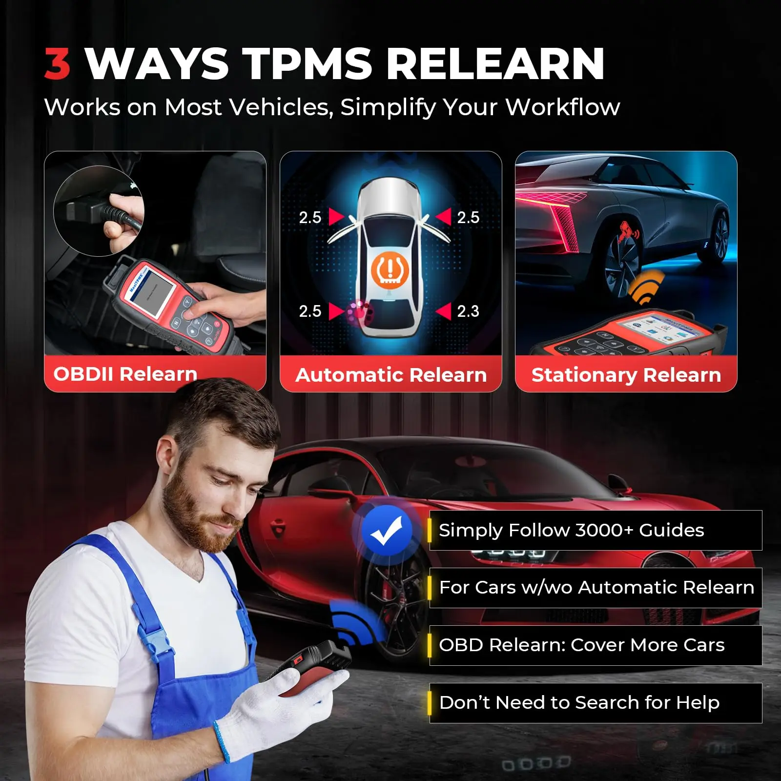 Autel MaxiTPMS TS508WF TPMS Programming Tool MX-Sensors 315 433 MHz TPMS Relearn Activate All Sensors Scan Read Clear DTCs Reset