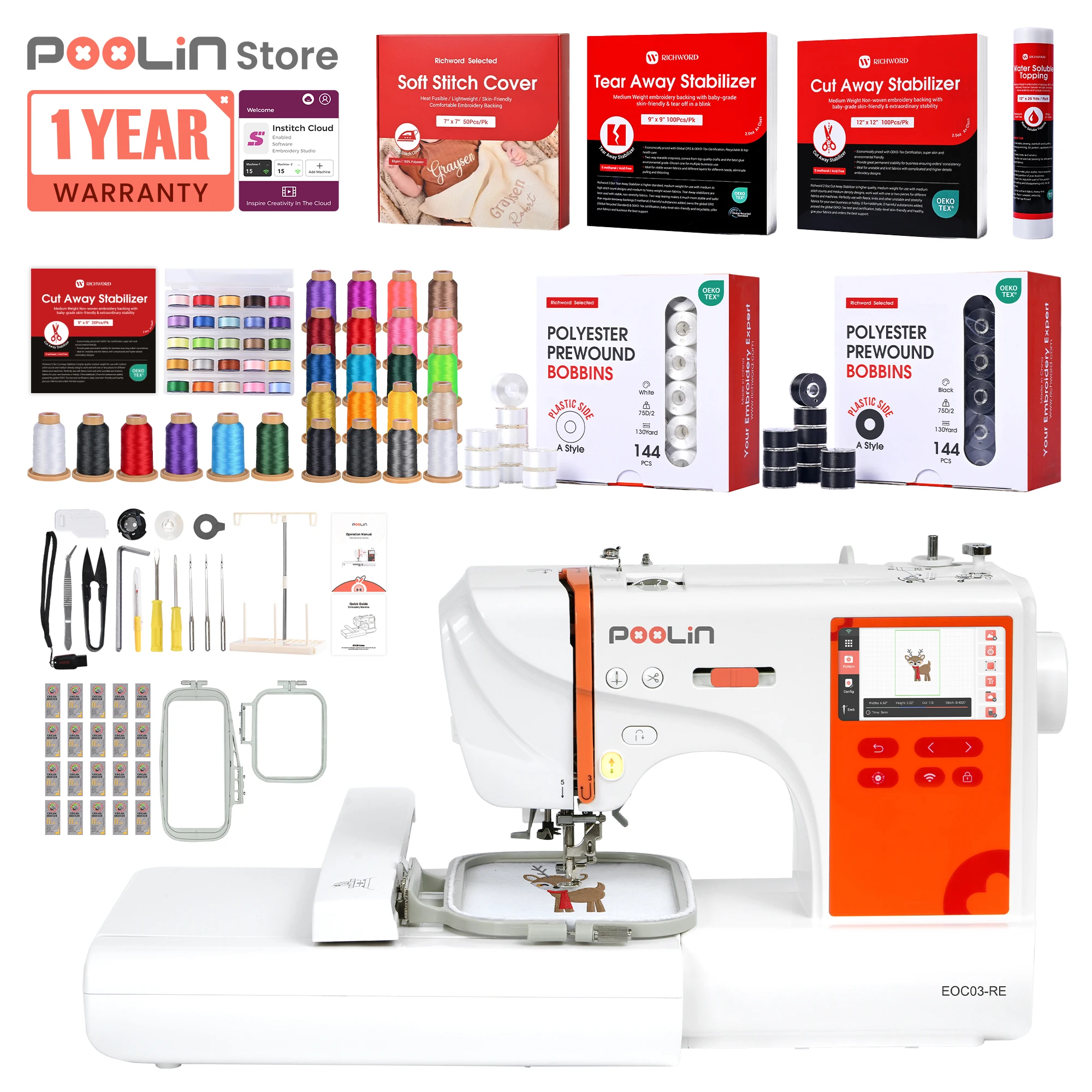 Embroidery Fonts - PooLin 03RE Embroidery Machine 4x4 &