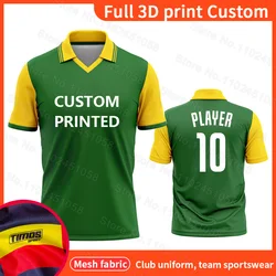 Customed Printed V-Neck Polo Summer Mesh Breathable Shirt Casual Sports Loose V-Neck Shirt Team Customized Polo Shirt
