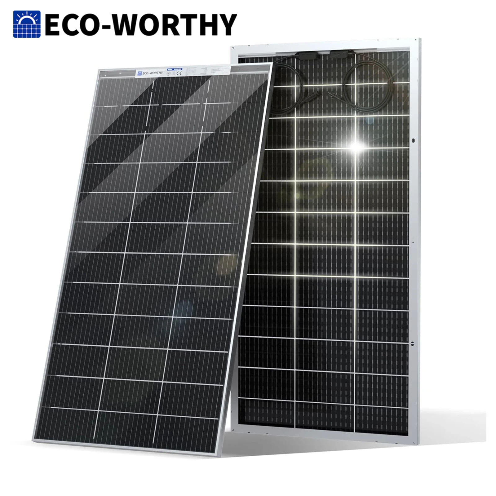 Panneau solaire bifacial ECO-WORTHY 195 W, module solaire monocristallin 18 V pour batterie 12 V, panneau solaire photovoltaïque 12 V, idéal pour camping-car, système de balcon, abris de jardin,