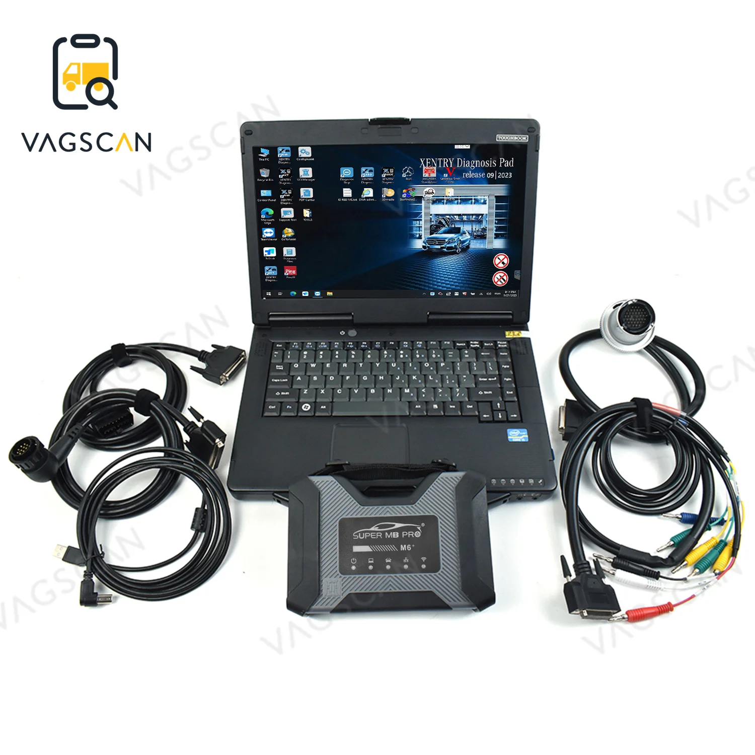 

DOIP SUPER MB PRO M6+ with（Lan + OBD2 16pin Main Test Cable）Wireless Star Diagnosis Tool CF54 Laptop