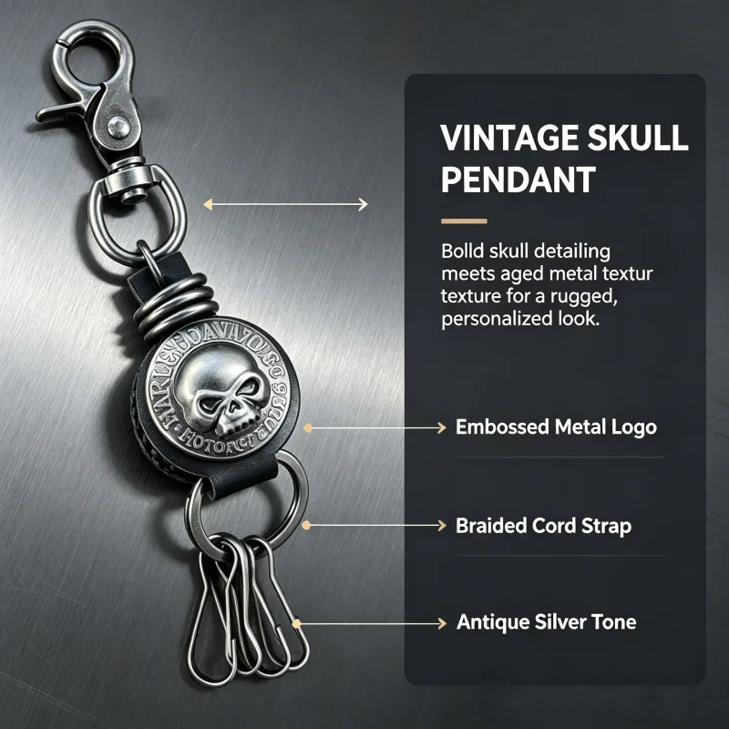 For Harley Davidson Electra Glide Ultra 1250 Motorcycle Keychain pendant leather keychain retro keychain
