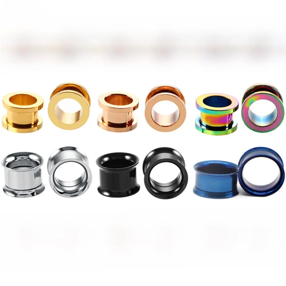 Alisouy 1 peça 2-30mm medidores de ouvido de aço inoxidável 316l túneis de ouvido plugues piercing