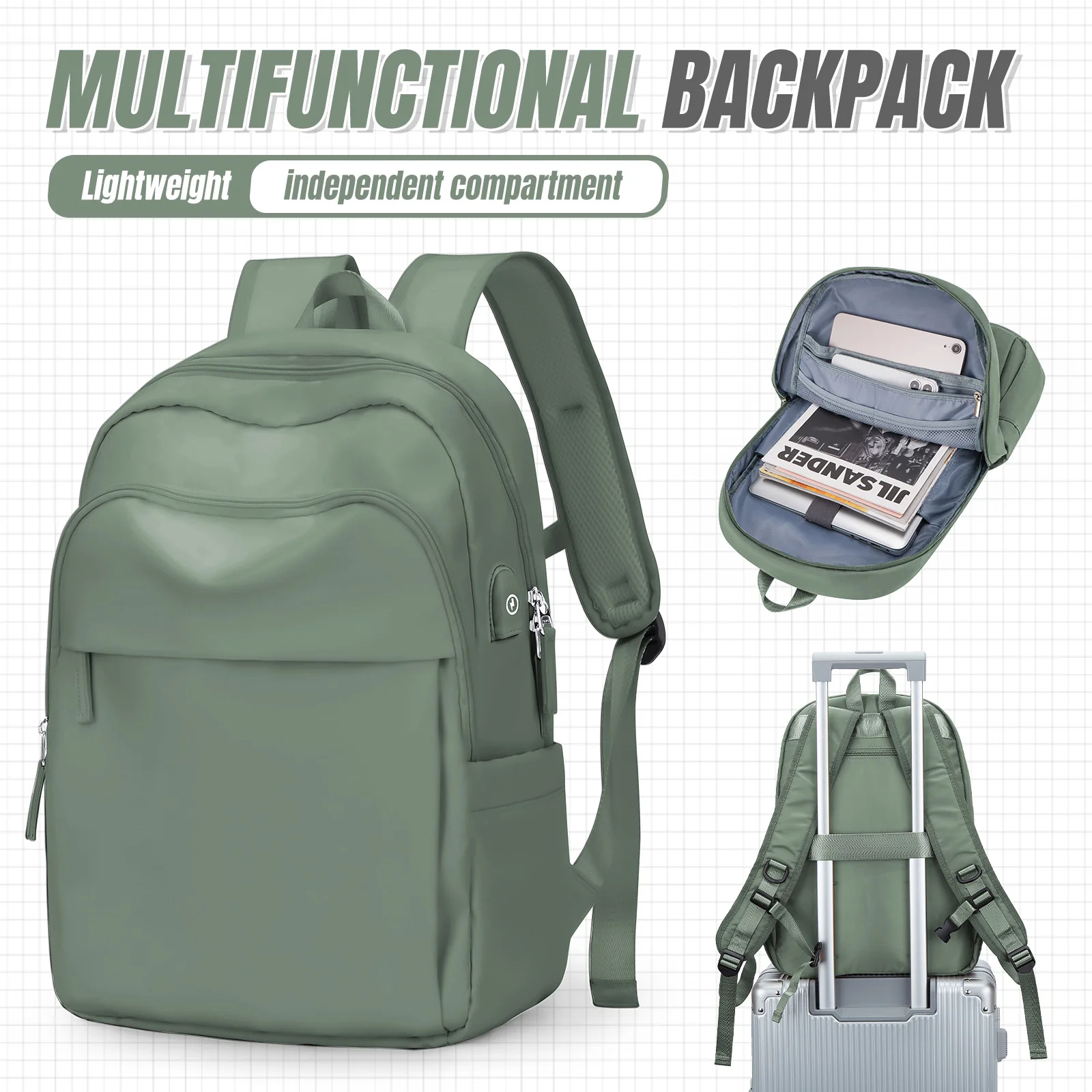 

Casual Backpack Laptop Backpack for Women, Travel Study USB Connection Laptop Bag Anti-theft Backpacks for Students Schoolbag
