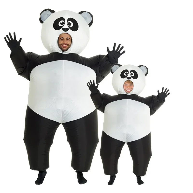 Panda opblaasbaar kostuum voor kinderen volwassen grappige mascotte cosplay luchtblaaspak carnaval cartoon aankleden ouder-kind slijtage festival - afbeelding 2