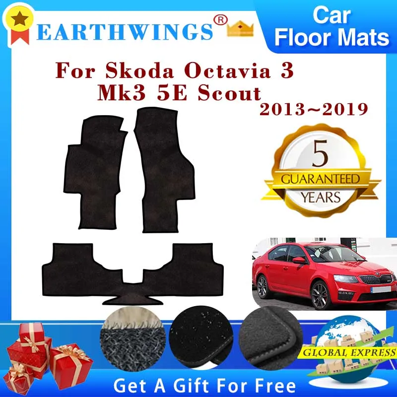 

Car Floor Mats For Skoda Octavia 3 Mk3 5E Scout 2013~2019 Foot Pads Carpets Rugs Panel Cape Cover Footpads Interior Accessories