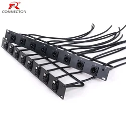 1pc Customized Cabinet 8-Way 1U Jumper Rack,8-Hole Panel Mount 3Pin XLR Male/Female Chassis MIC Socket+Audio Shielded Wire Open