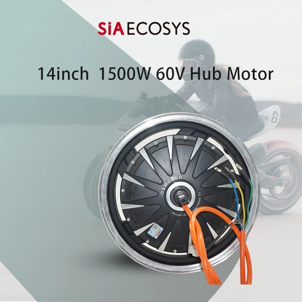 

QSMotor 1500W BLDC In-wheel Hub Motor 14x2.5inch QS254 30H V1 60V 630RPM High Efficiency for Electric Motorcycle