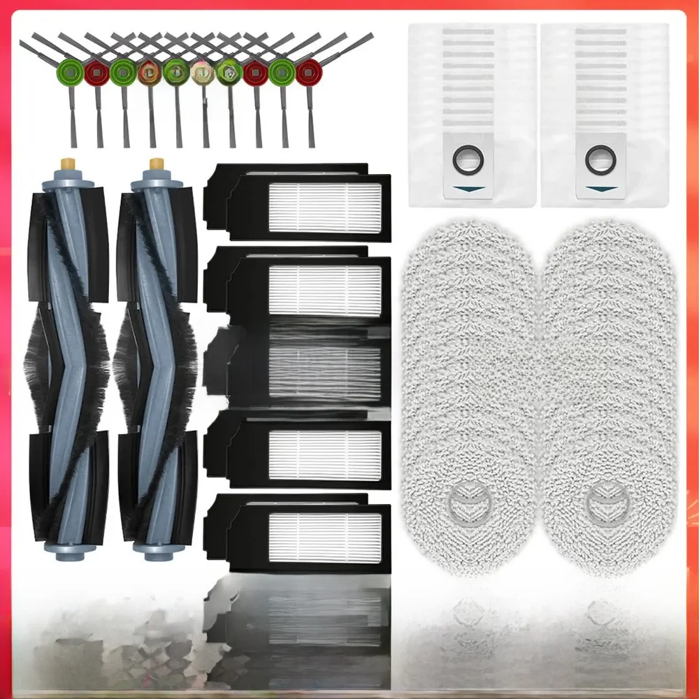 Compatible avec ( Ecovacs X1 Turbo, X1 Omni, T10 Turbo, T10 Omni ) Brosse principale, brosse latérale, filtre, serpillère, sac à