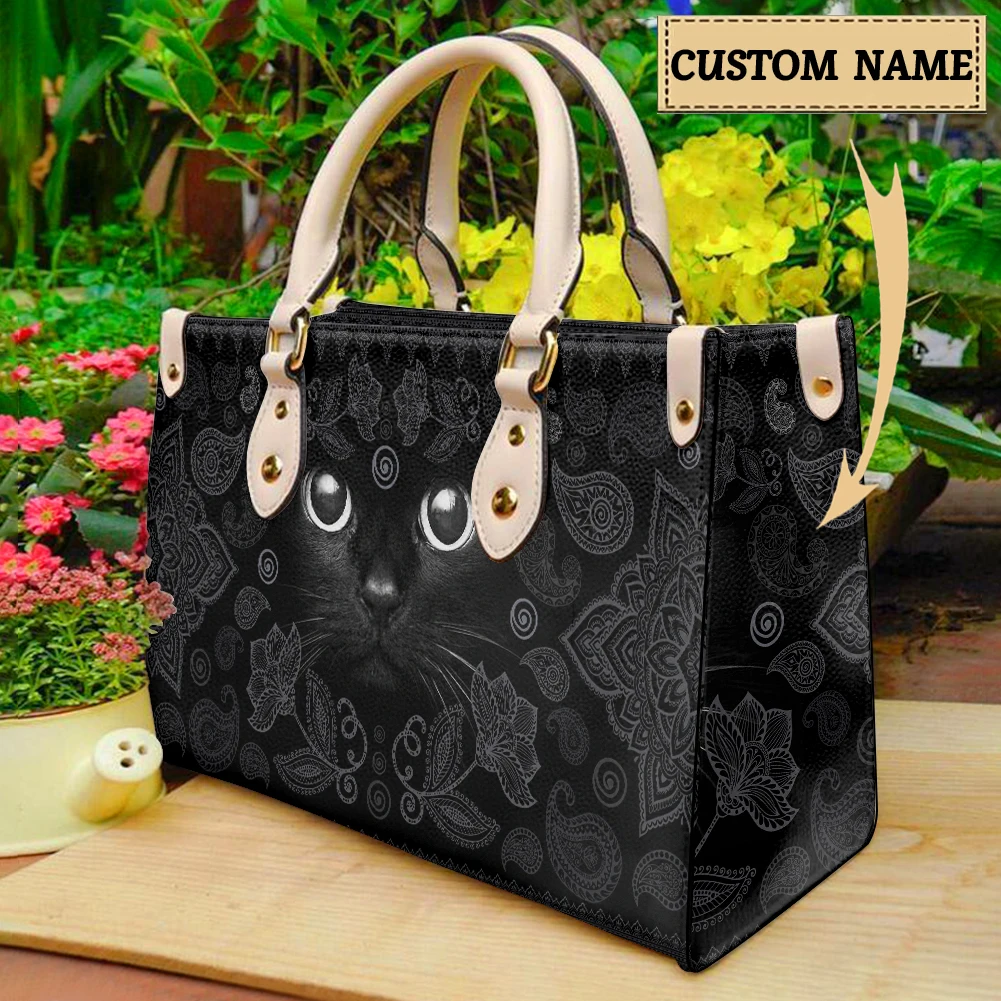 Magical Witchcraft Black Cat Tote Bags for Women Premium Luxury Design Handbags Brand Crossbody Bag Female Bolsas Para Mujeres