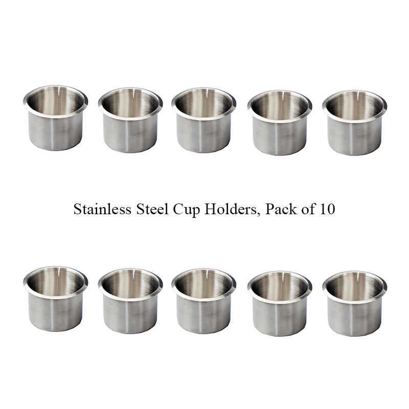 10PCS Stainless Steel Cup and Bottle Holders for RV, Yacht, and Table - Ashtray and Drink Cup Combo