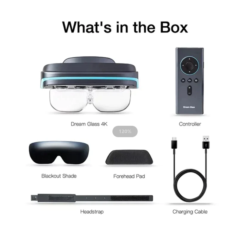 Dream Glass 4K HD AR Smart Glasses Foldable And Lightweight 3D Game VR Glasses Virtual Reality Large Screen HD Display Switch PS