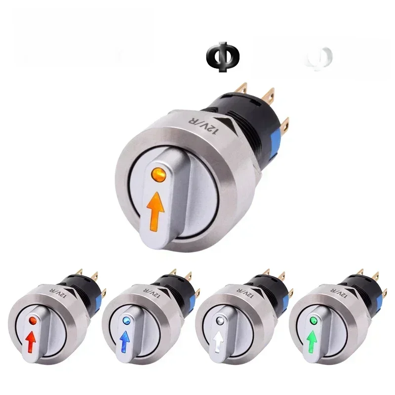 16mm Metalowy przełącznik obrotowy 2 3 pozycje On Off 12V Led Light Red Green Push Button Switch 1NO1NC 2NO2NC Latching SPDT — zdjęcie 2