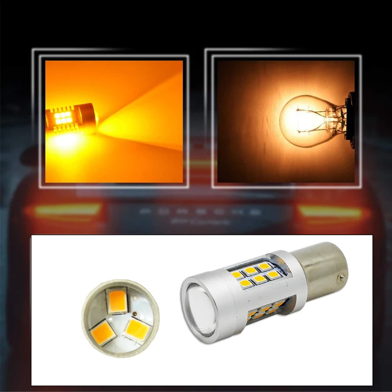 iJDM High Power Amber Yellow Error Free 21SMD-2835 LED BAU15S 7507 PY21W 1156PY LED Bulbs For Front Turn Signal Lights,7507 LED