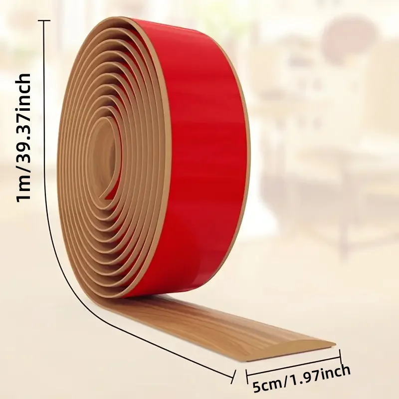 1PC 1m/39.37inch Self-adhesive wood-like floor transition strip Edge sealing strip Floor joint strip Pvc door bottom anti-collis