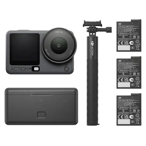 DJI Osmo Action 6 Adventure Combo, 8K Waterproof Action Camera with 1/1.1" Square Sensor, Variable Aperture of f/2.0–f/4.0, Extended Battery Life With 3 Batteries, Action Camera 4K for Long Outdoor Filming