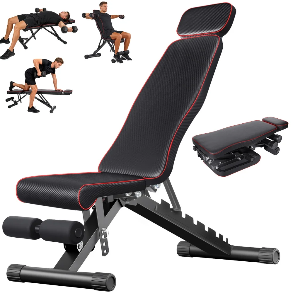 Banco de Pesas Ajustable, Banco de Entrenamiento Plegable para Gimnasio en Casa, Banco para Prensas con Mancuernas y Respaldo Ajustable