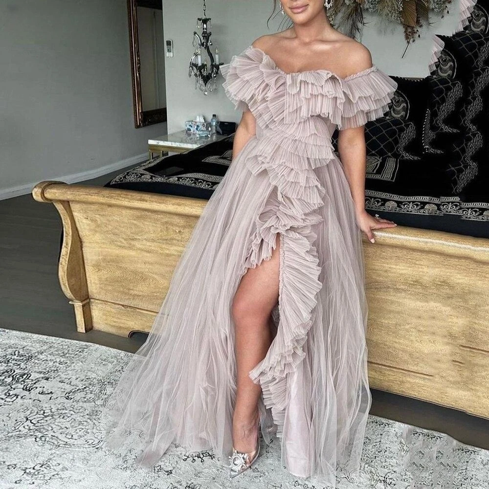 Prom Dresses Intricate Fashion Classic Off the Shoulder Tiered Tulle Formal Occasion Gown birthday dress for women luxury