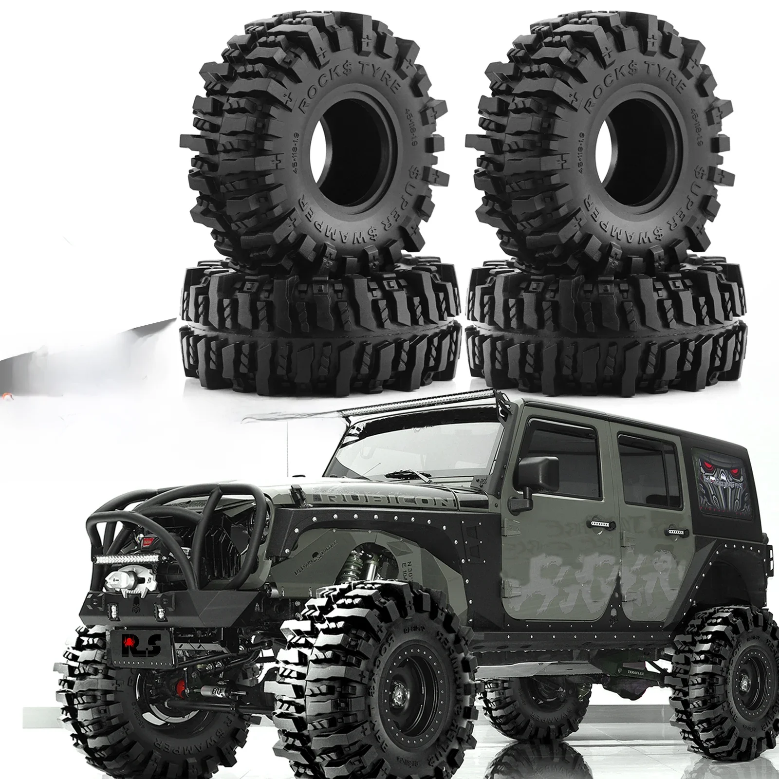 Pneus Rock en Caoutchouc pour Voiture RC Inoler 1:10, Axial SCX10 118 AXI03007 TRtage Redcat Gen8, 1.9mm, 90046 Pouces, 4 Pièces