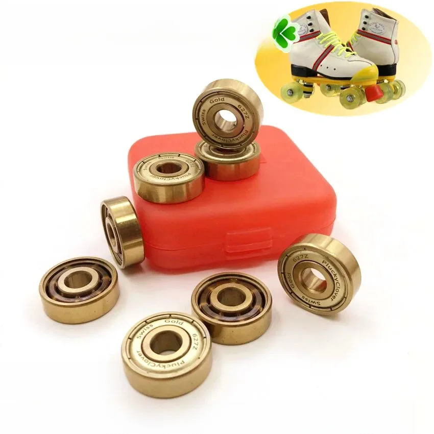 8 sztuk złoty 627z łożysko szwajcarskie 7x22x7mm Abec9 Gcr15 Quad Skate artystyczne łyżwy but Derby rolki hokejowe łożysko rolki 627z — zdjęcie 2