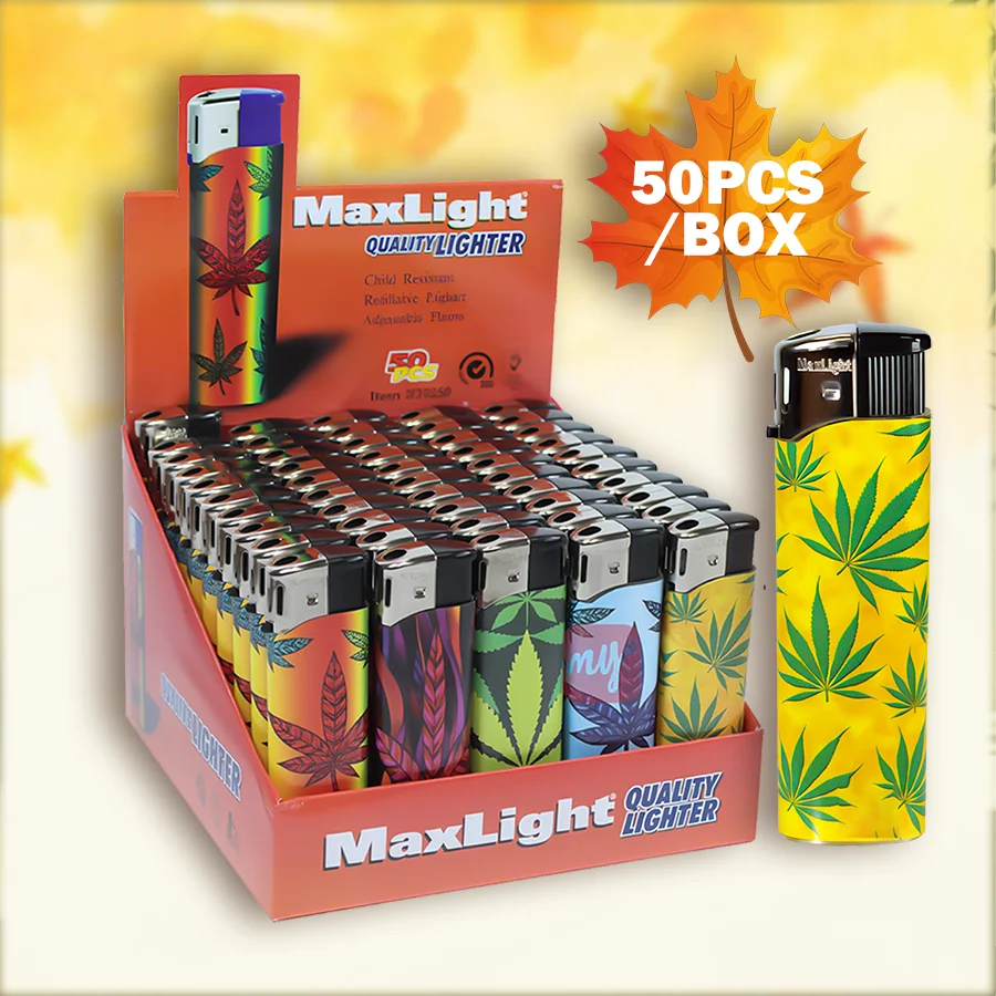 

50 шт./кор. зажигалки с художественными принтами: быстрое зажигание, сильное пламя, прочные — идеально подходят для свечей, барбекю, художественных горелок, камина