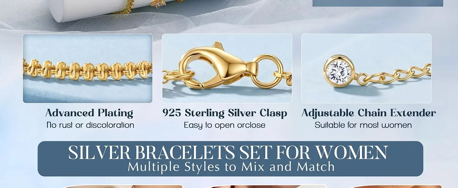 Delicate Layered Chain Bracelet Set — product information 4