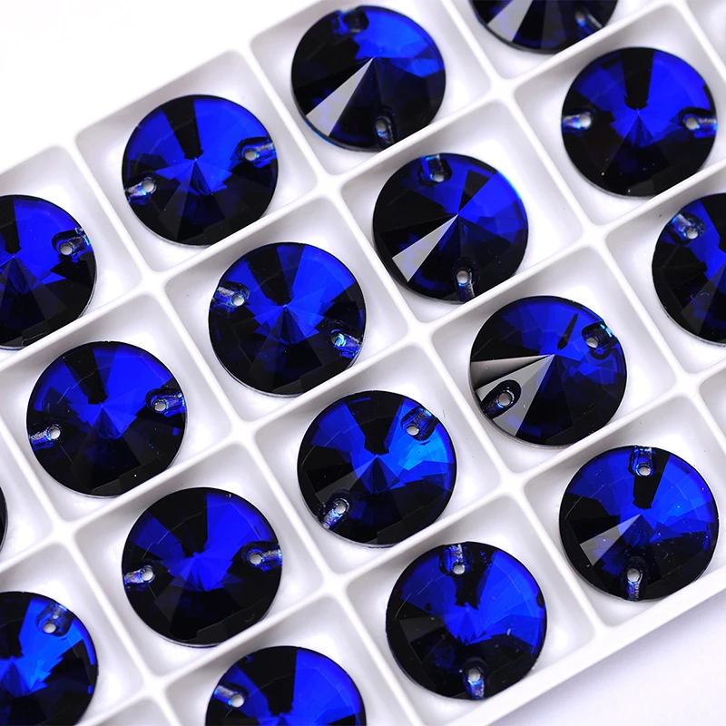 YANRUO 3200 All Sizes Cobalt Rivoli Sew On Glass Stones Strass Crystals DIY Flat Back Rhinestones Sewing Accessories