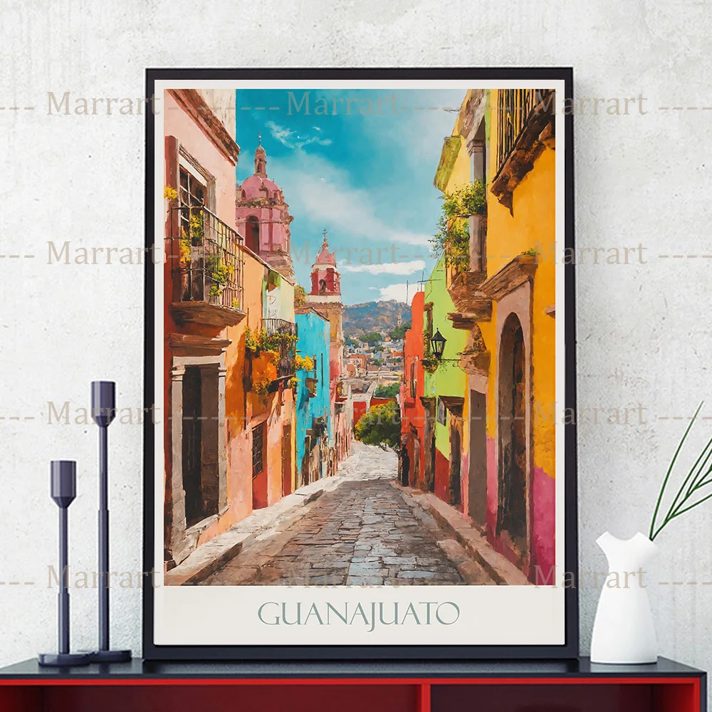 

Campeche, Mazatlán, Oaxaca Landscape Modern Wall Art Canvas Painting, Mexico City Vacation Travel Poster Print Decor Unframed