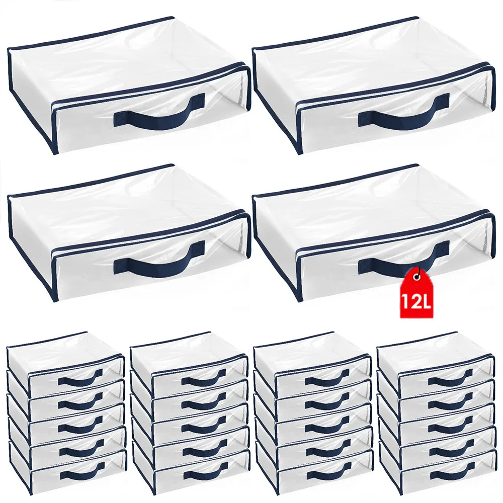 Lot De 6 Sacs De Rangement Vinyle Transparent 40x30x10 Cm - Fermeture Éclair Imperméables