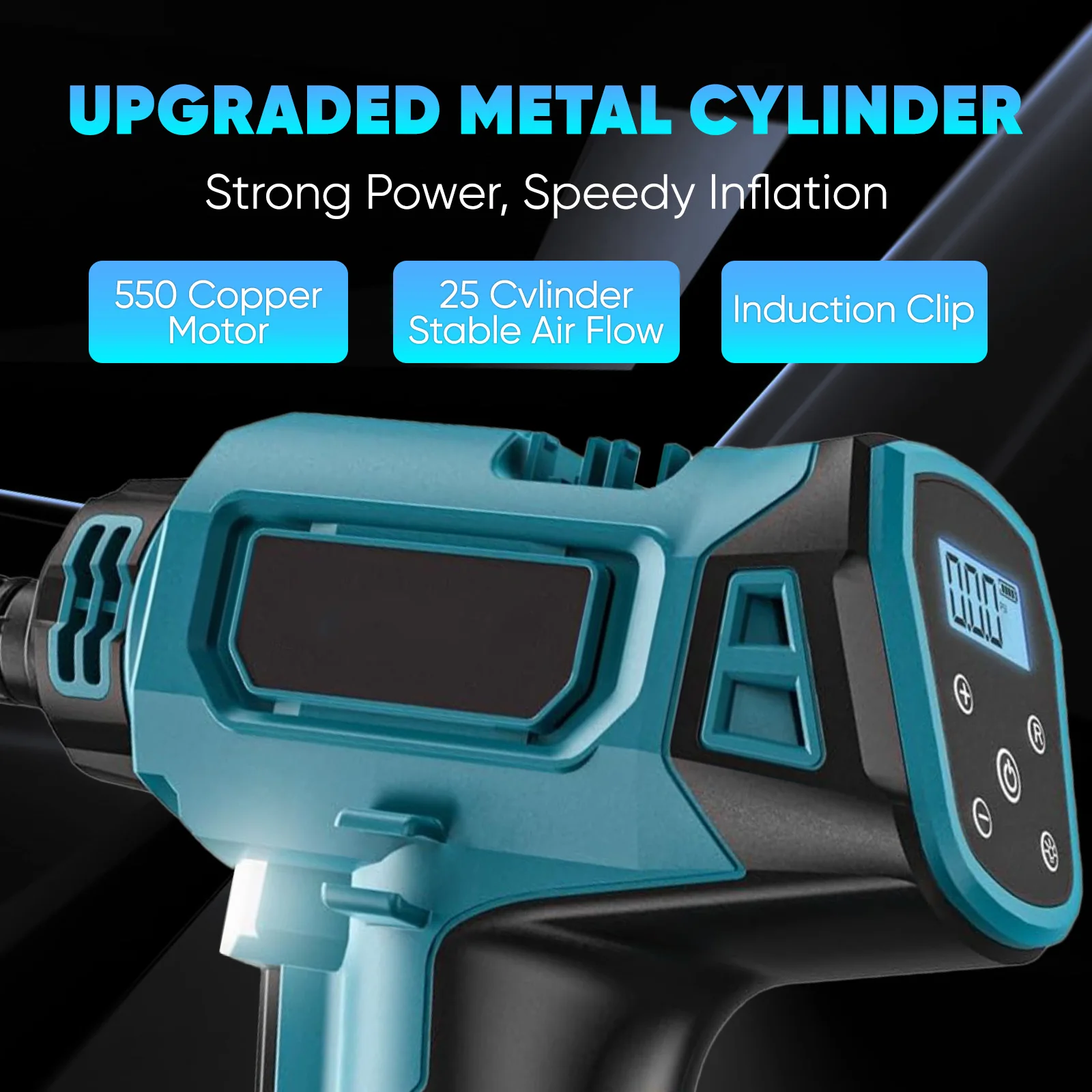 مضخة هواء كهربائية لاسلكية قابلة لإعادة الشحن لإطارات السيارة منفاخ تلقائي محمول ضاغط هواء منزلي لبطارية ماكيتا 18 فولت #2