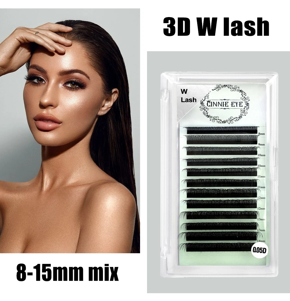 Cilios 3D W Wimpernverlängerungszubehör, 4D W Y-förmige Wimperncluster, vorgefertigte Volumenfächer, natürlicher Nerz, individuelle Bündel, Locken C/D – Detail 1
