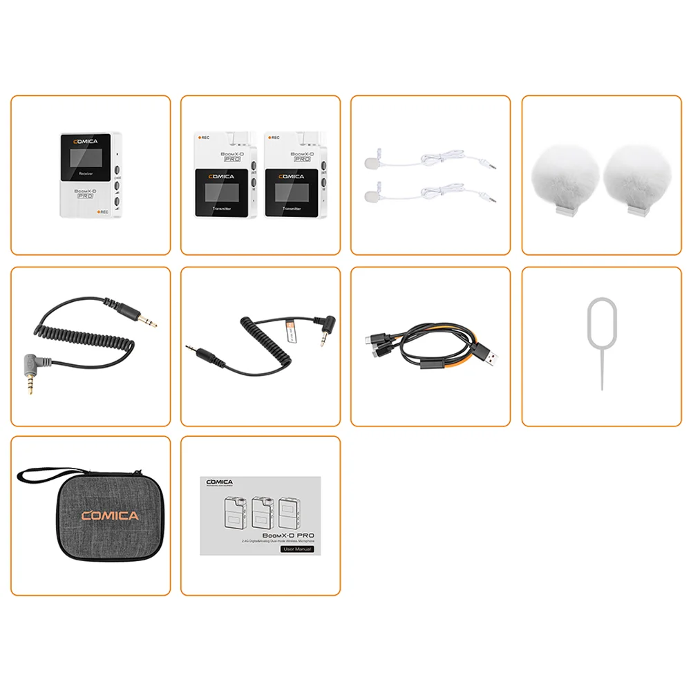 COMICA BoomX-D PRO Wireless Microphone For Canon Nikon Sony Fujifilm Camera Smartphone PC, 2.4G Wireless Lapel Mic For Audio