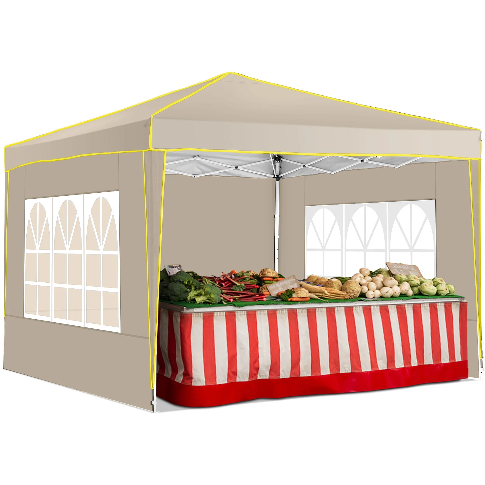 

Canopy 10x10ft Pop Up Canopy Party Tents 4 Sidewalls Waterproof Outdoor Event Shelter for Camping,Commercial Market,Backyard