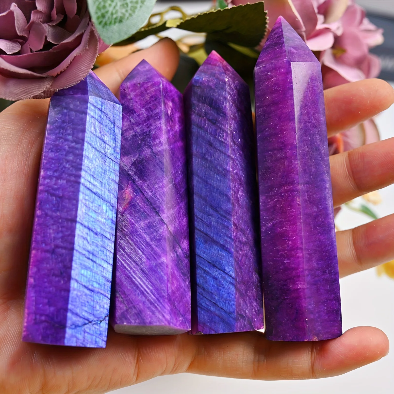 1PC Purple Moonlight Crystal Tower Obelisk,Perfect Holiday Gift, Home & Office Decor, Energy Balance, Crystal Collectible