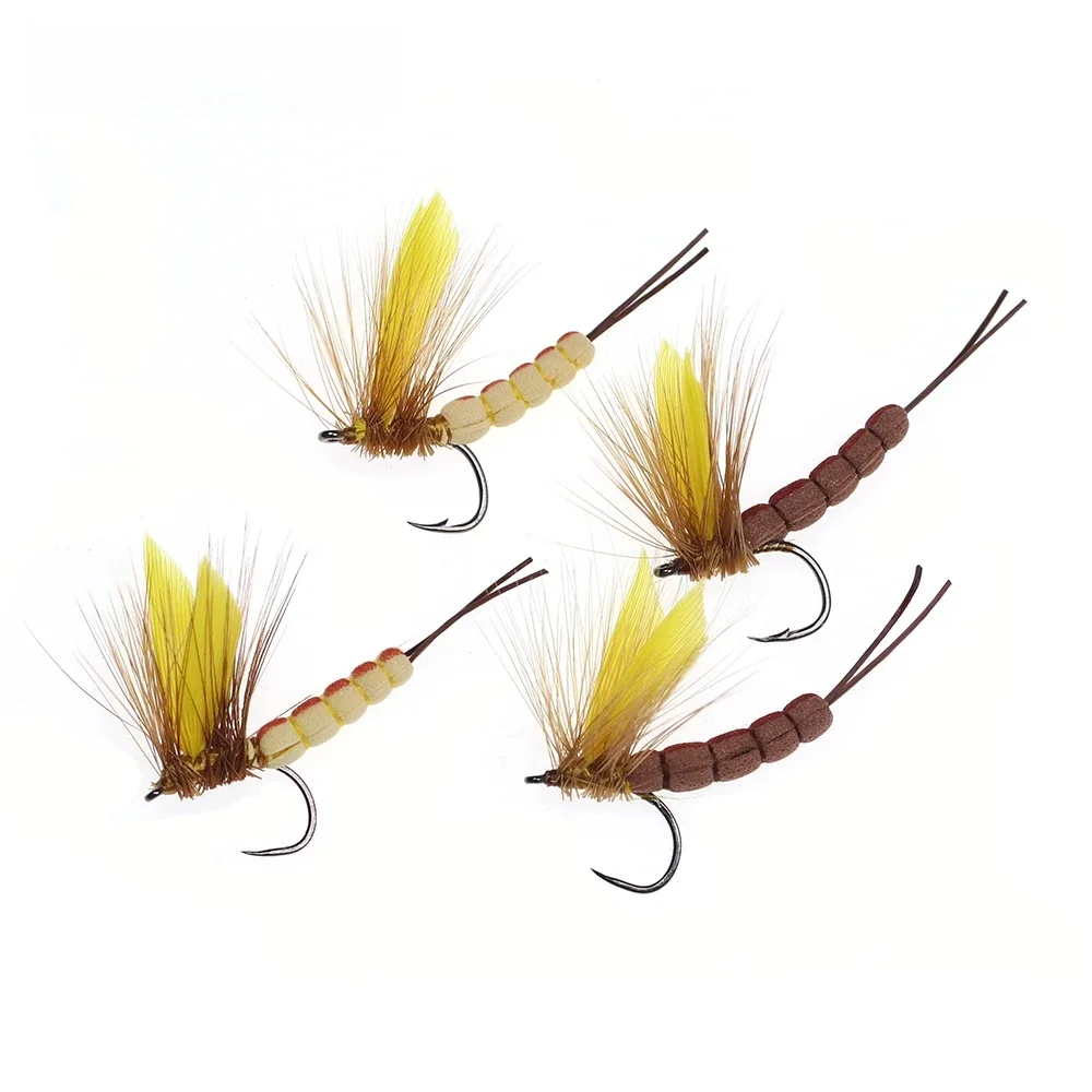 ICERIO 3 pièces aile jaune mouche mousse queue mouche sèche truite pêche leurre appâts mouches
