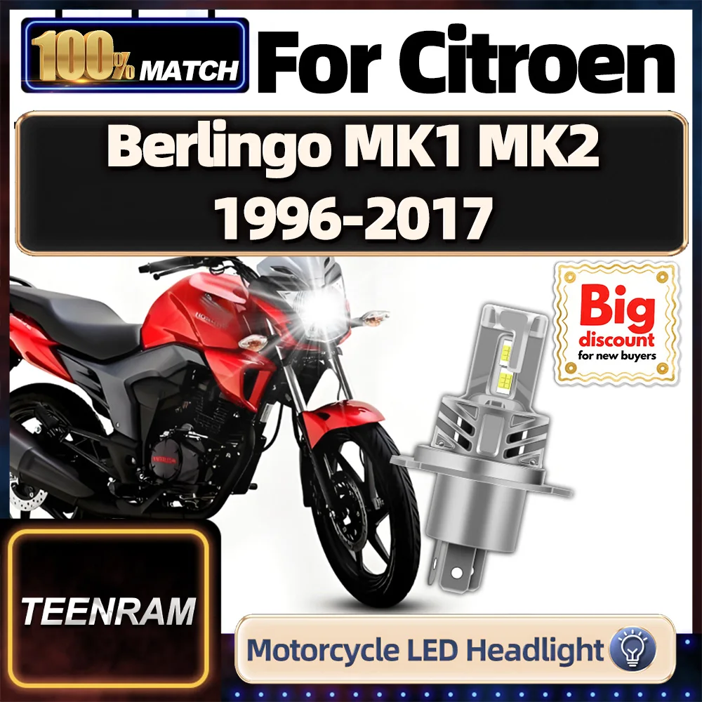 

TEENRAM For Citroen Berlingo MK1 MK2 1996 1997 1998 1999 2000-2017 Motorcycle LED Headlight Bulb Moto Motorbike Headlamp Ampoule
