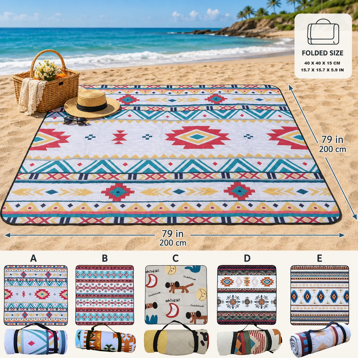 Outdoor Camping Mat Waterproof - 퀼팅 처리된 대형 야외 피크닉 담요