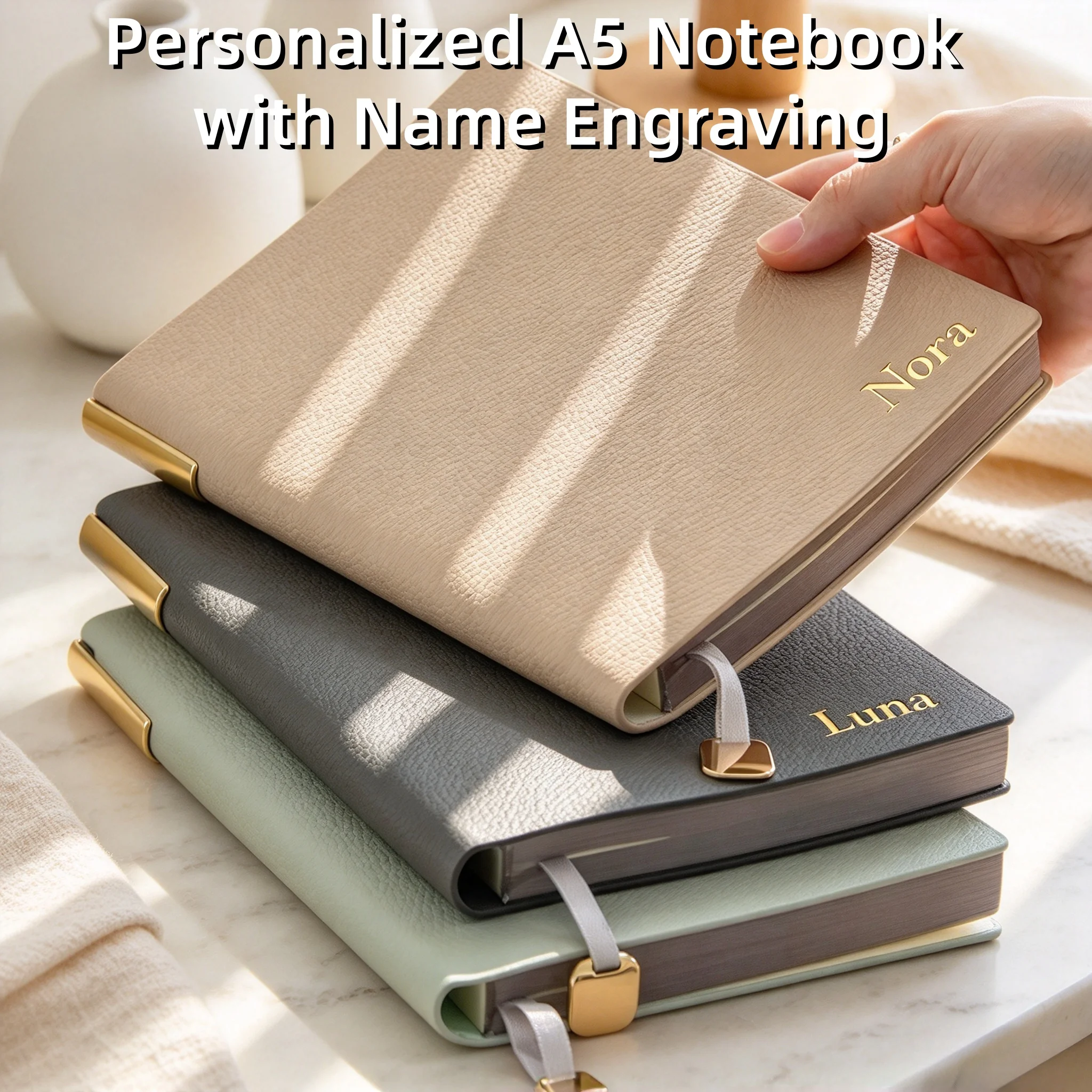 Custom Name PU Leather Notebook A5 Business Office Student To Do List Personalized Simple Elegant Diary Books Stationery Gift