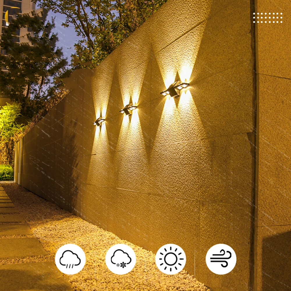 أضواء الشمسية في الهواء الطلق حديقة ديكور المنزل شرفة الجدار غسالة أضواء فيلا الأضواء في الهواء الطلق مصباح الجدار مقاوم للماء #2