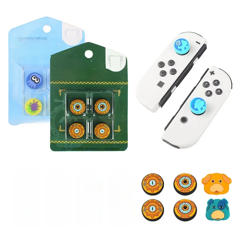 Capuchons de poignée de pouce analogiques en Silicone, thème Animal mignon, Joy Con, housse de Joystick Compatible avec Nintendo Switch/OLED/Lite/Switch 2, 4 pièces