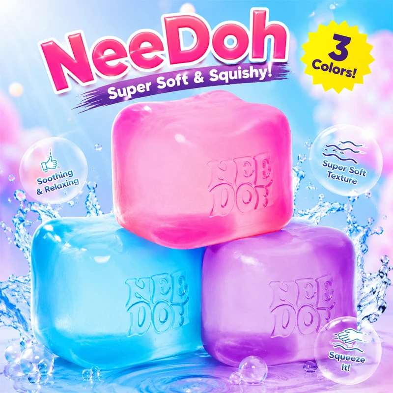 Schylling Needoh Nice Cube Sensory Fidget Cube Stress Relief Anxiety Sensory Tool for Focus ADHD & Office Desk Calming Gadget
