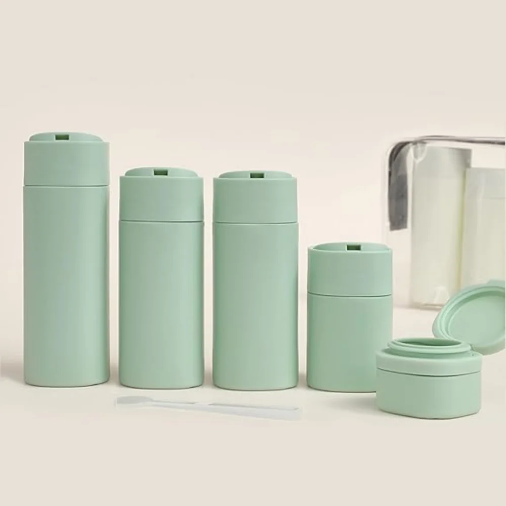 Juego de botellas dispensadoras de crema de viaje, 5 uds., botellas de viaje, juego de contenedores de artículos de toca