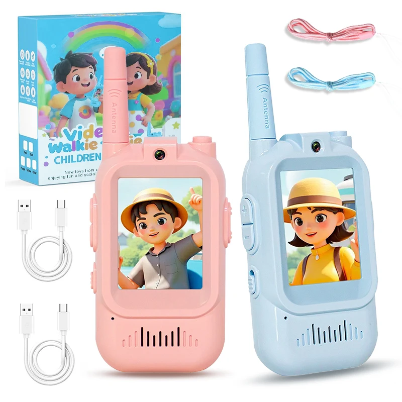 

2pcs Set Kids Walkie Talkie Free calls Video Chat Kids Electronic Toys Two-Way Walkie Talkie Birthday Christmas Gifts children