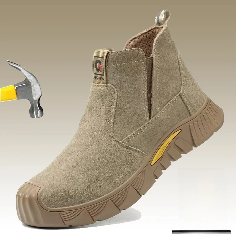 Buty ochronne Męskie buty ochronne spawacza Anti-Smash Niezniszczalny materiał skórzany Buty robocze Stalowe buty ochronne z noskami Obuwie — zdjęcie 2