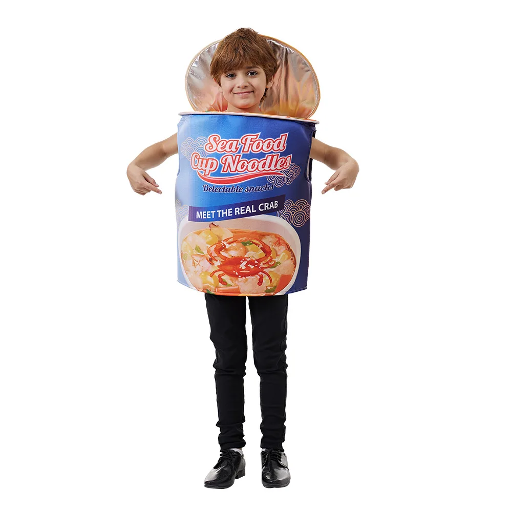 Seafood Cup Noodles Unisex Kids Costume Chinese Noodle Outfit Men Women Funny Food Family Costumes Idea for 2023