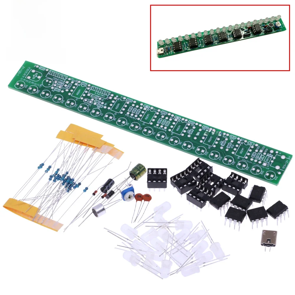 Kit de lampe à spectre audio USB, indicateur de niveau de volume de voiture à LED, carte de circuit d'affichage audio de la musique pour augmenter la capacité pratique